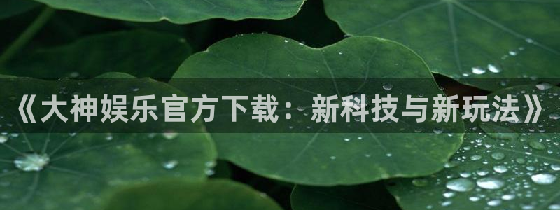 伟德国际1946招商：《大神娱乐官方下载：新科技与新玩法》